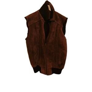 Vintage Leather Vest Jacket Jeffrey Brown Suede Size Large